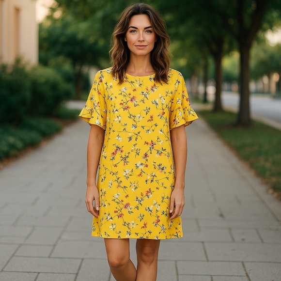 Yellow Flutter Sleeve Mini Sundress - Picture 1 of 4